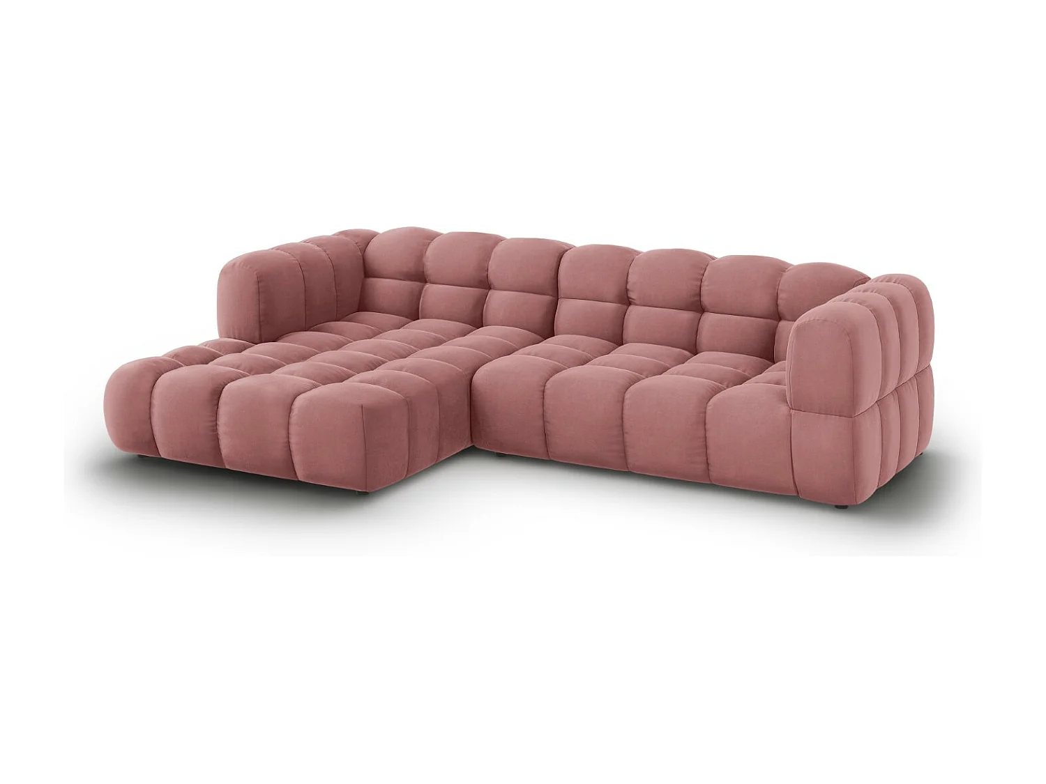 Cosmopolitan Design - 4-Sitzer modulares Ecksofa links "Sky" aus Samt lachs - 272x162x75cm