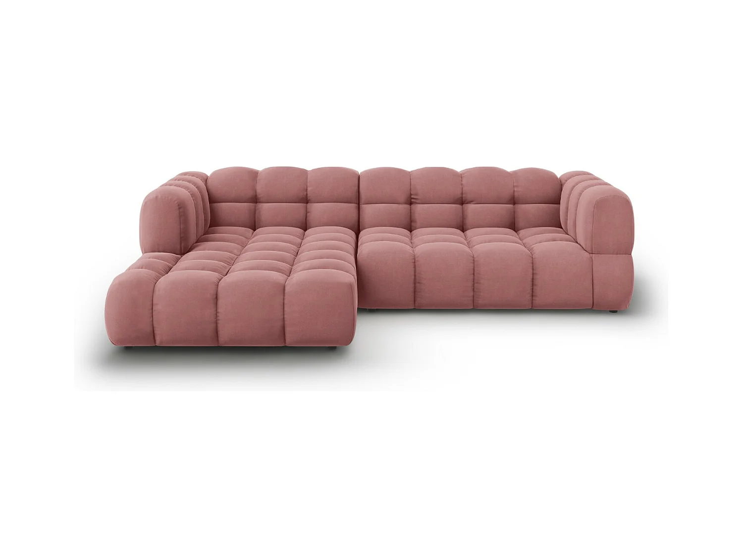 Cosmopolitan Design - Modulaire hoekbank links "Sky" 4 zitplaatsen, Flueel, Zalm - 272x162x75cm