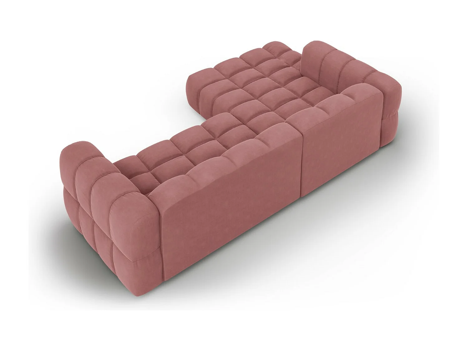 Cosmopolitan Design - Sofá modular de canto esquerdo "Sky" 4 lugares em veludo salmão - 272x162x75cm