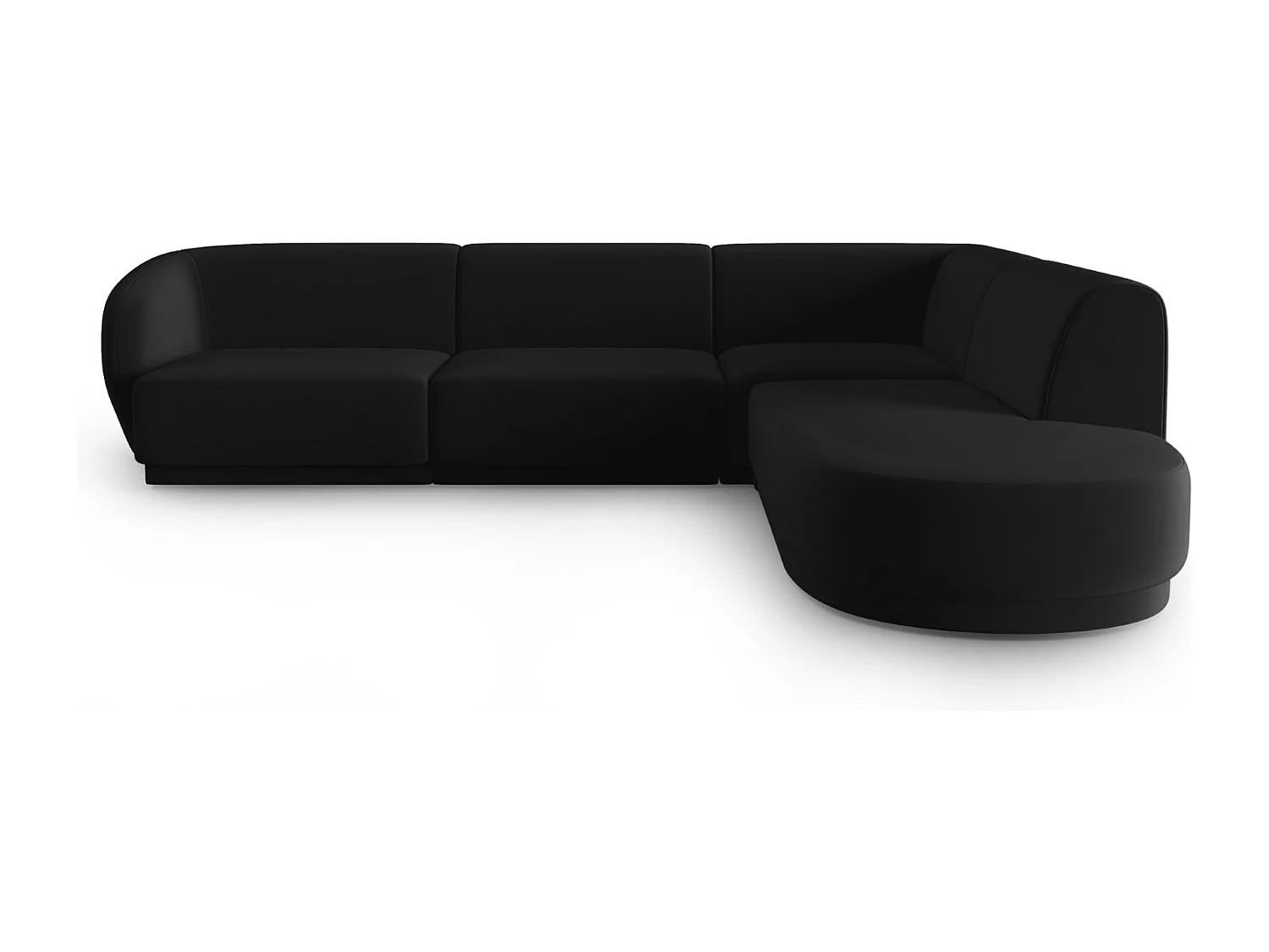 CXL by Christian Lacroix - Narożnik prawy panoramiczny, "Lionel" 5 miejsc welur, czarny - 265x232x74cm