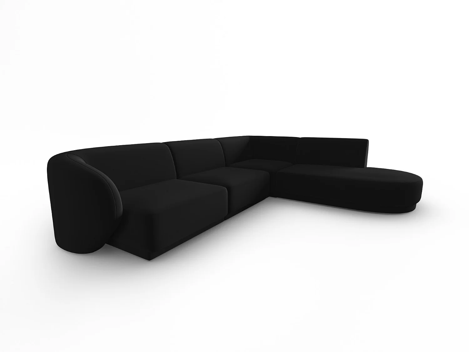 CXL by Christian Lacroix - Narożnik prawy panoramiczny, "Lionel" 5 miejsc welur, czarny - 265x232x74cm