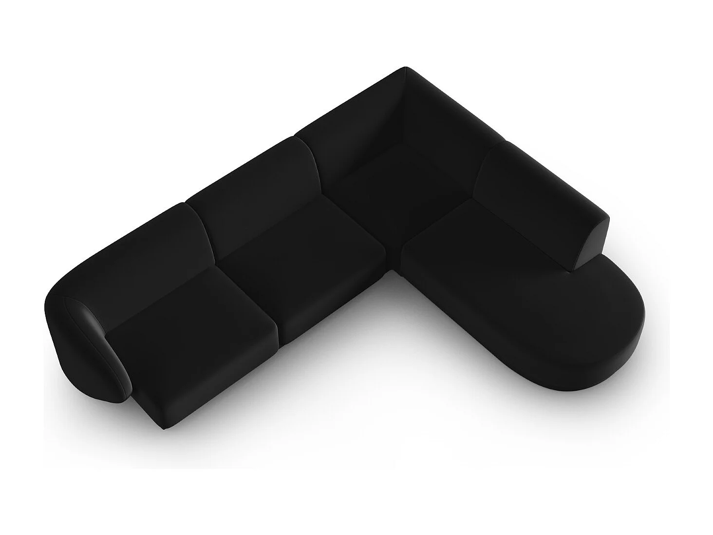 CXL by Christian Lacroix - Narożnik prawy panoramiczny, "Lionel" 5 miejsc welur, czarny - 265x232x74cm