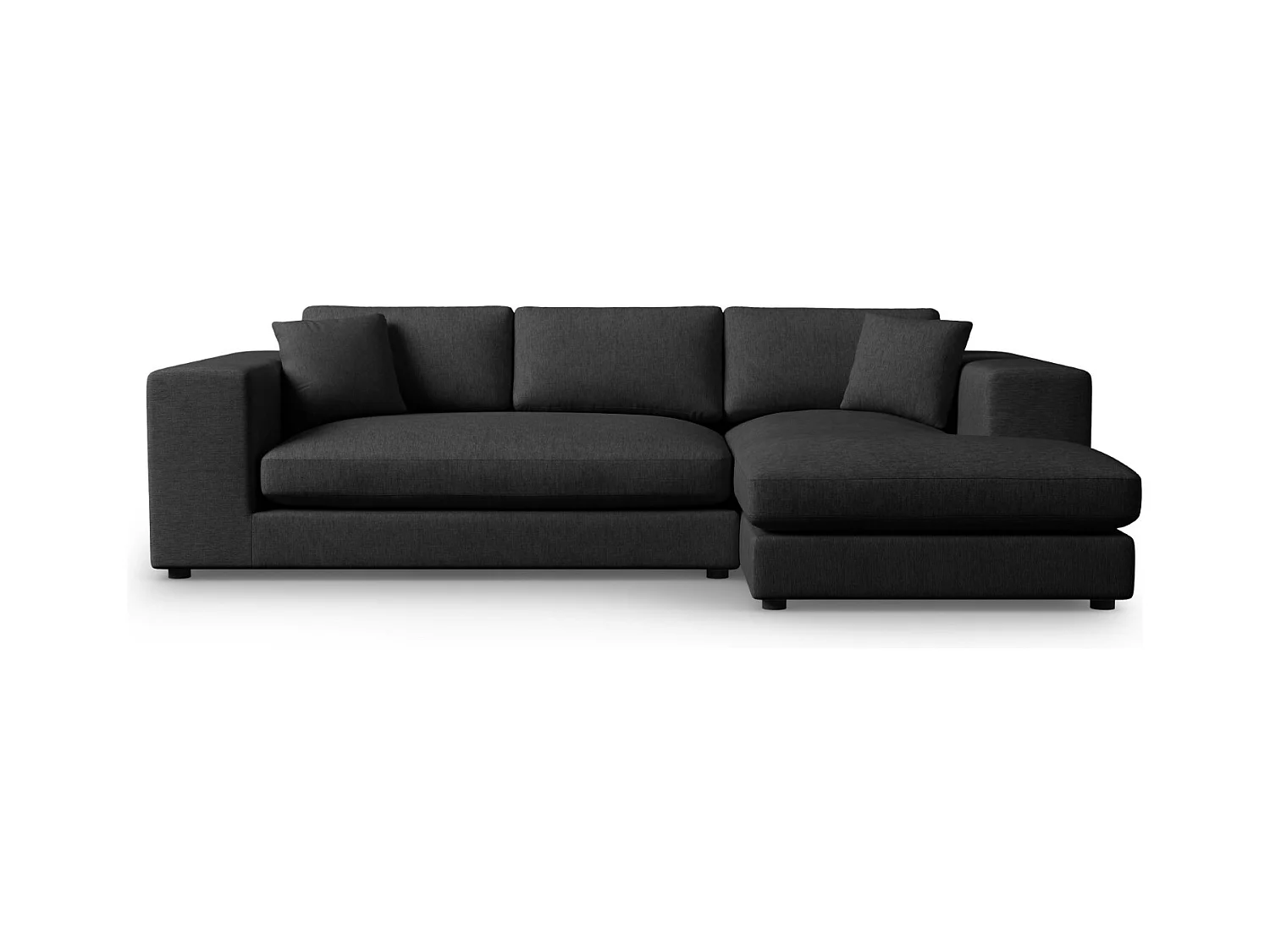 CXL by Christian Lacroix - Canapé d'angle droit "Tendance" 5 places en tissu structurel noir - 282x174x72cm