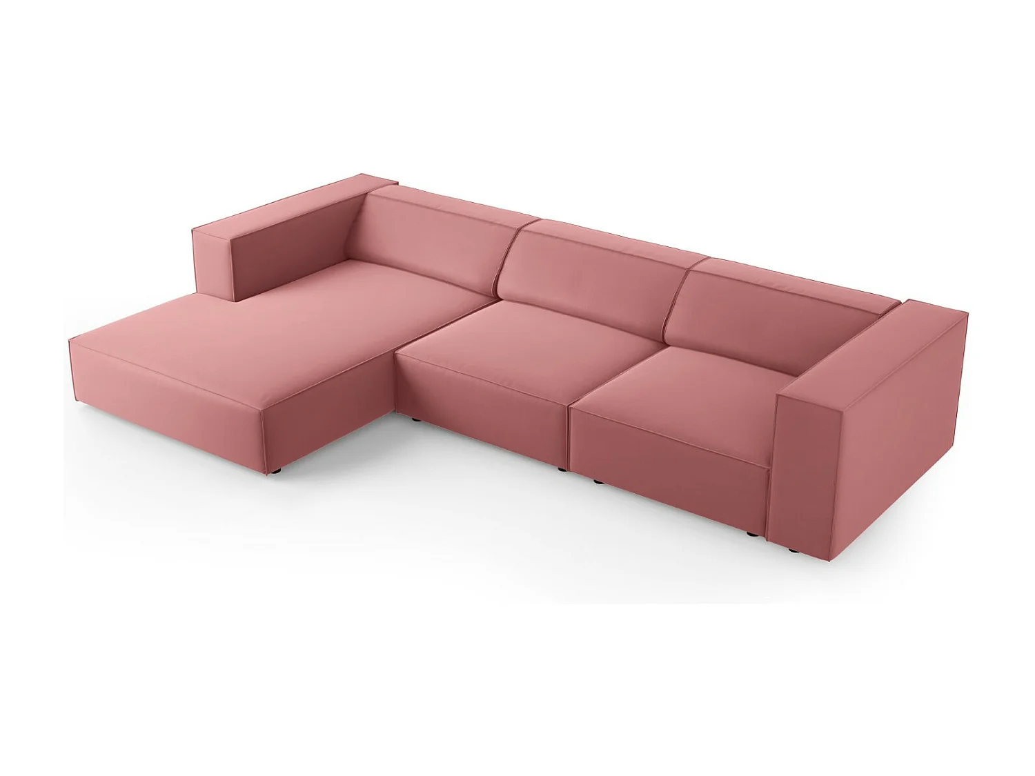 Cosmopolitan Design - 4-Sitzer Ecksofa links "Arendal" aus Samt lachs - 284x166x70cm