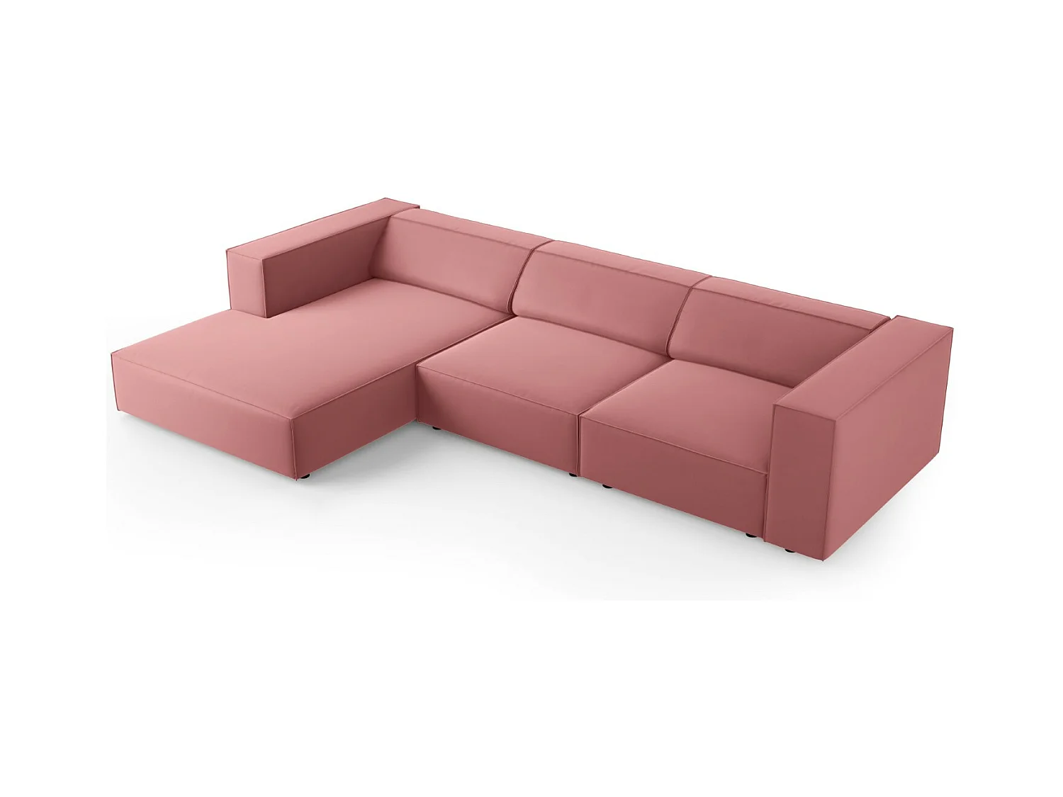 Cosmopolitan Design - Divano angolare sinistro "Arendal" 4 posti in velluto salmone - 284x166x70cm