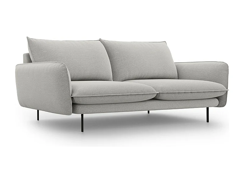 Cosmopolitan Design - Canapé "Vienna" 3 places en tissu structurel gris clair - 200x92x95cm