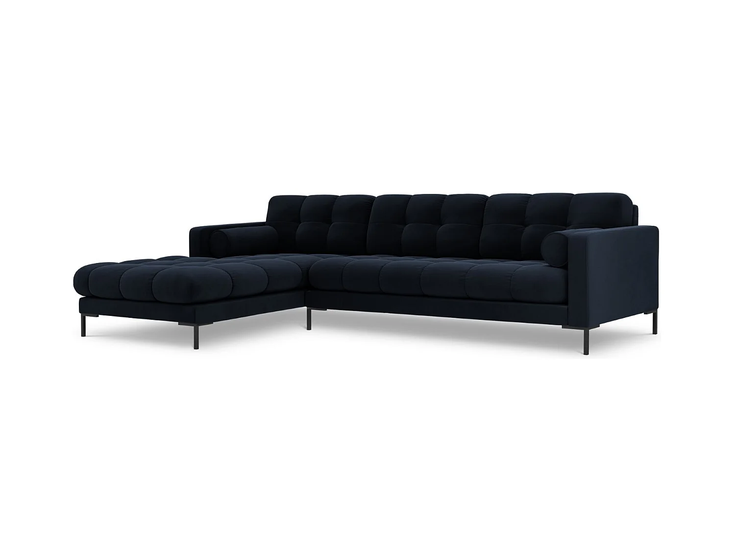 Cosmopolitan Design - Linker hoekbank "Bali" 5 zitplaatsen, Flueel, Donkerblauw - 293x185x75cm