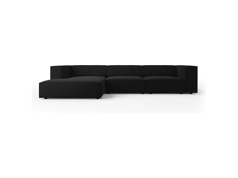 Cosmopolitan Design - 4-Sitzer Ecksofa links "Arendal" aus Samt schwarz - 284x166x70cm