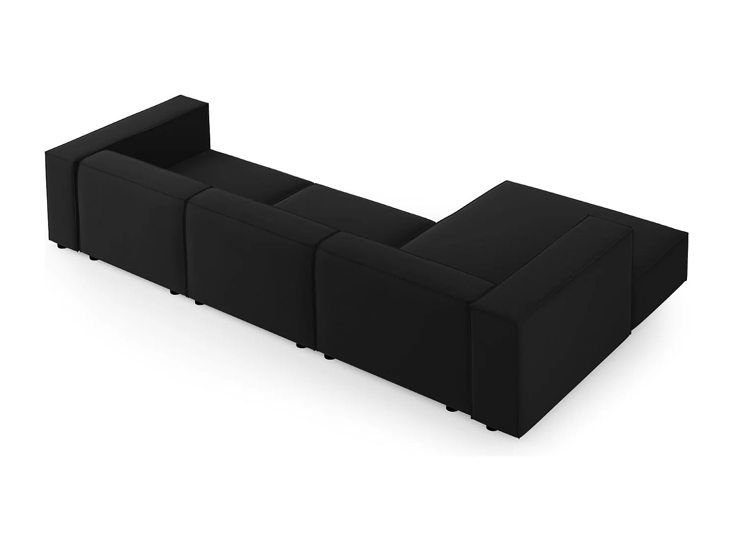 Cosmopolitan Design - 4-Sitzer Ecksofa links "Arendal" aus Samt schwarz - 284x166x70cm