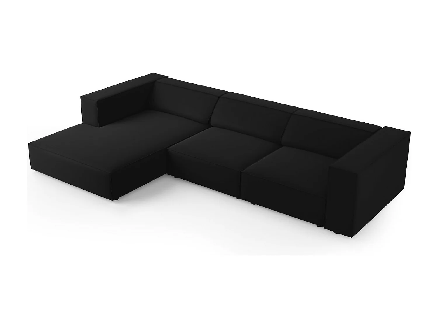 Cosmopolitan Design - 4-Sitzer Ecksofa links "Arendal" aus Samt schwarz - 284x166x70cm