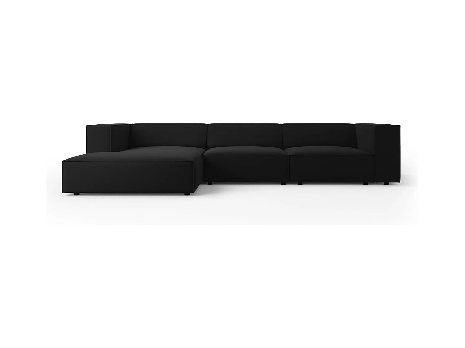 Cosmopolitan Design - Sofá esquinero izquierdo "Arendal" 4 plazas de terciopelo negro - 284x166x70cm