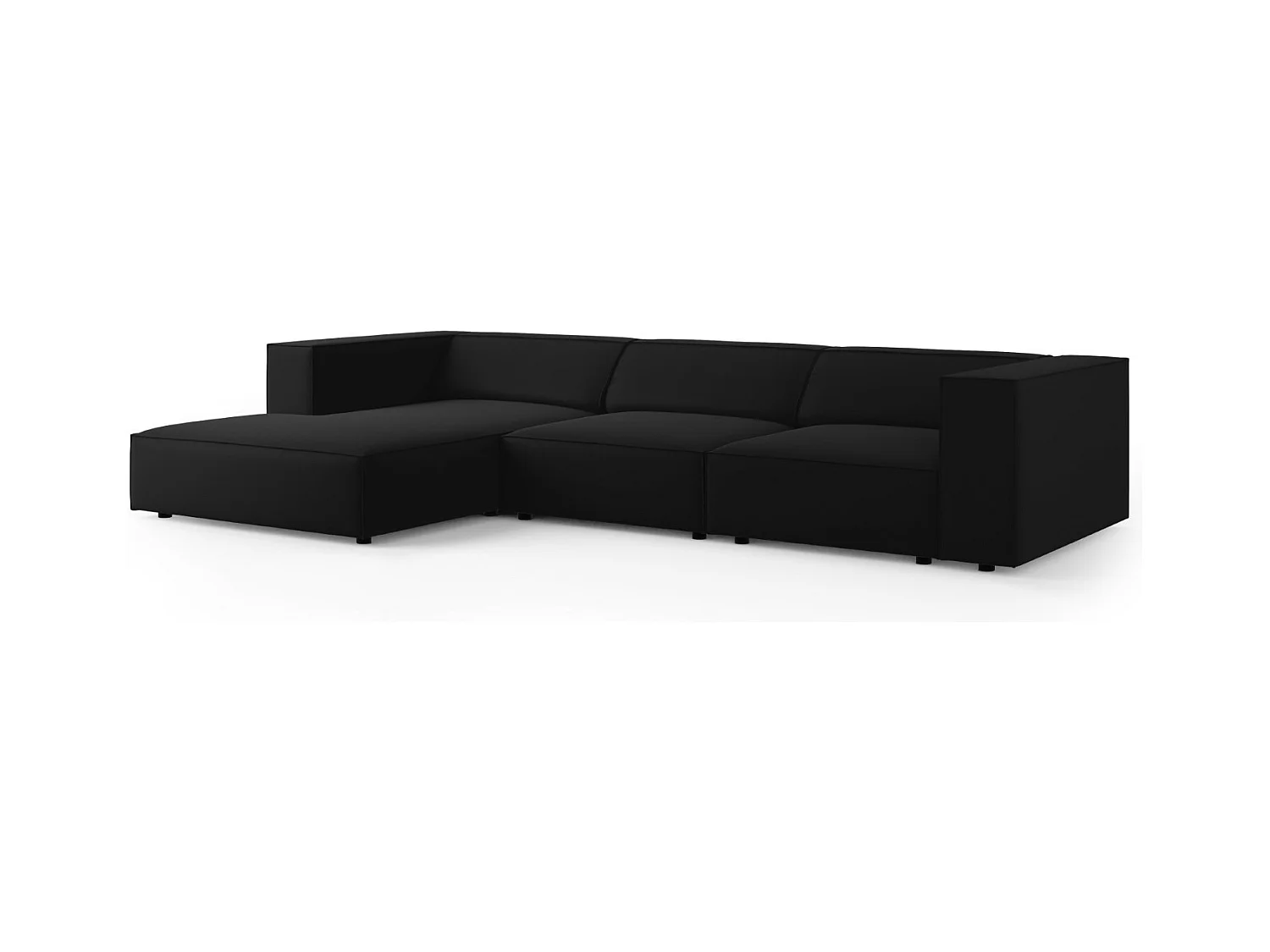 Cosmopolitan Design - Canapé d'angle gauche "Arendal" 4 places en velours noir - 284x166x70cm