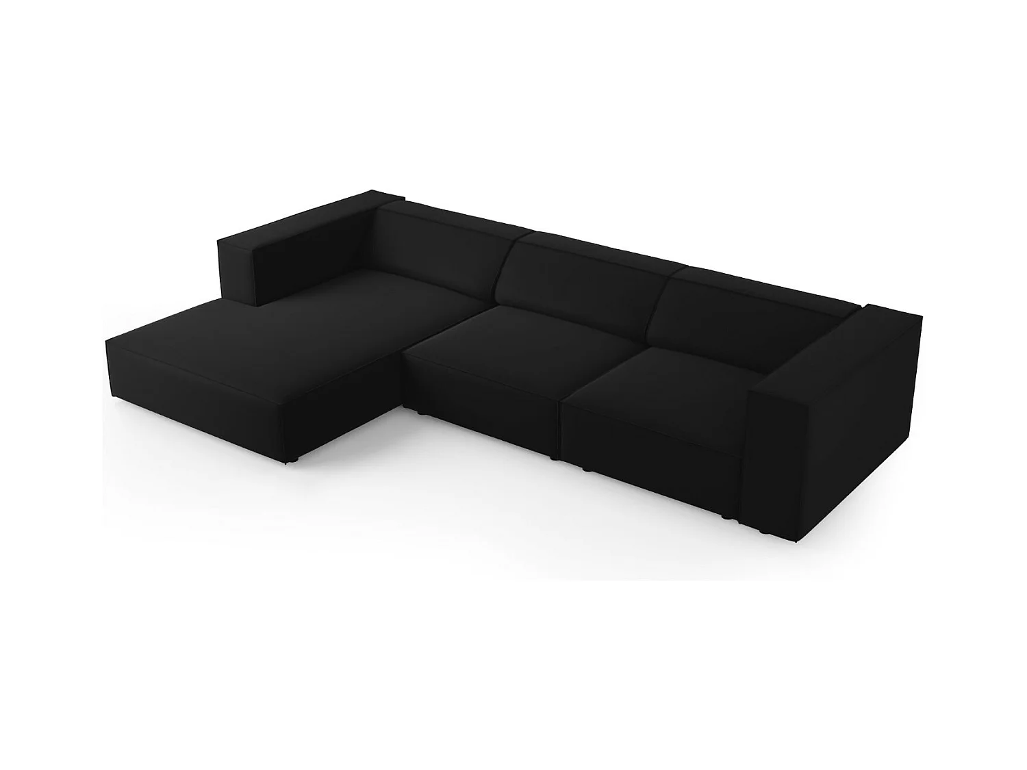 Cosmopolitan Design - Canapé d'angle gauche "Arendal" 4 places en velours noir - 284x166x70cm