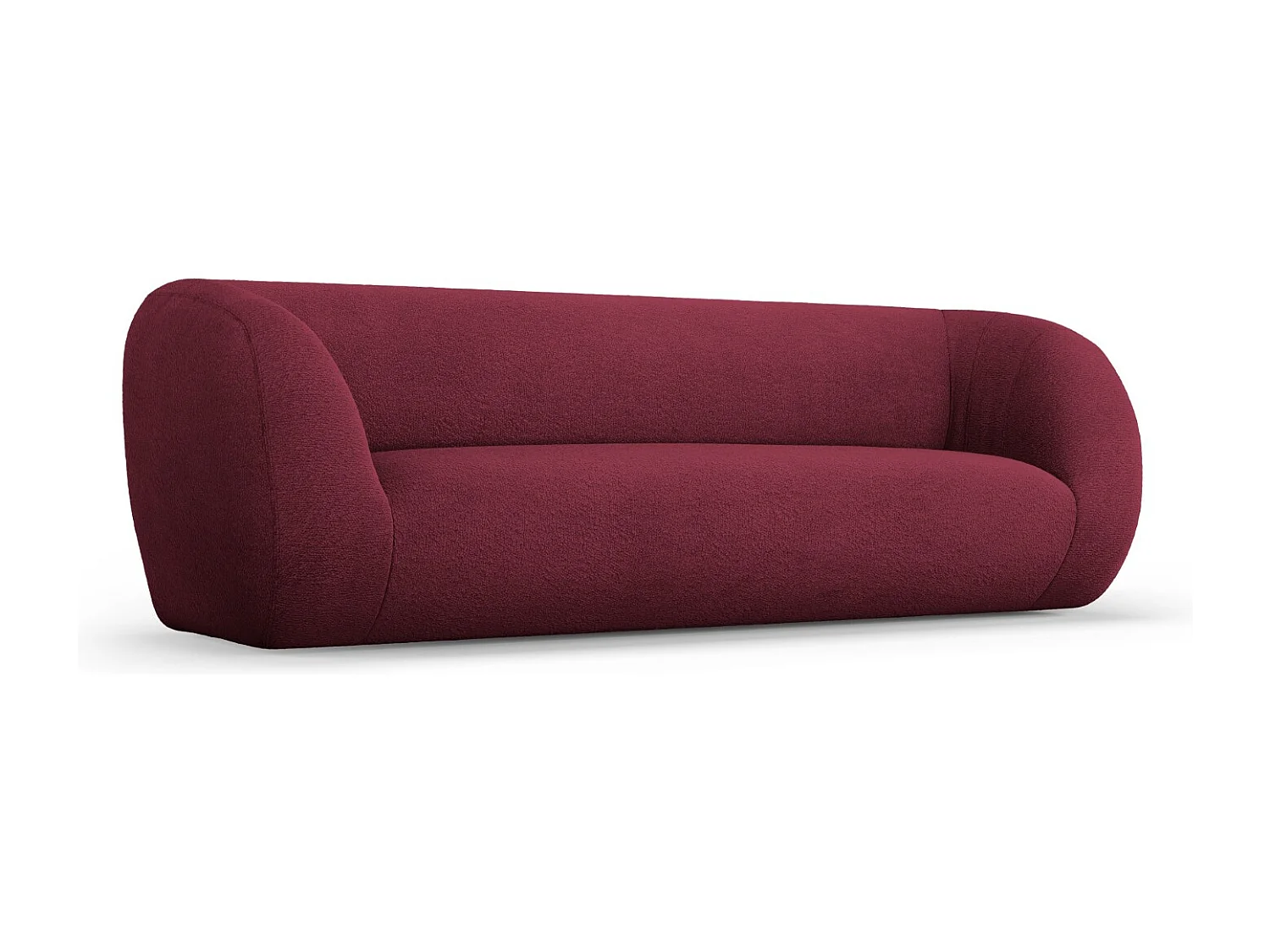 Cosmopolitan Design - Sofá "Essen" 3 lugares em tecido bouclé bordeaux - 230x95x86cm