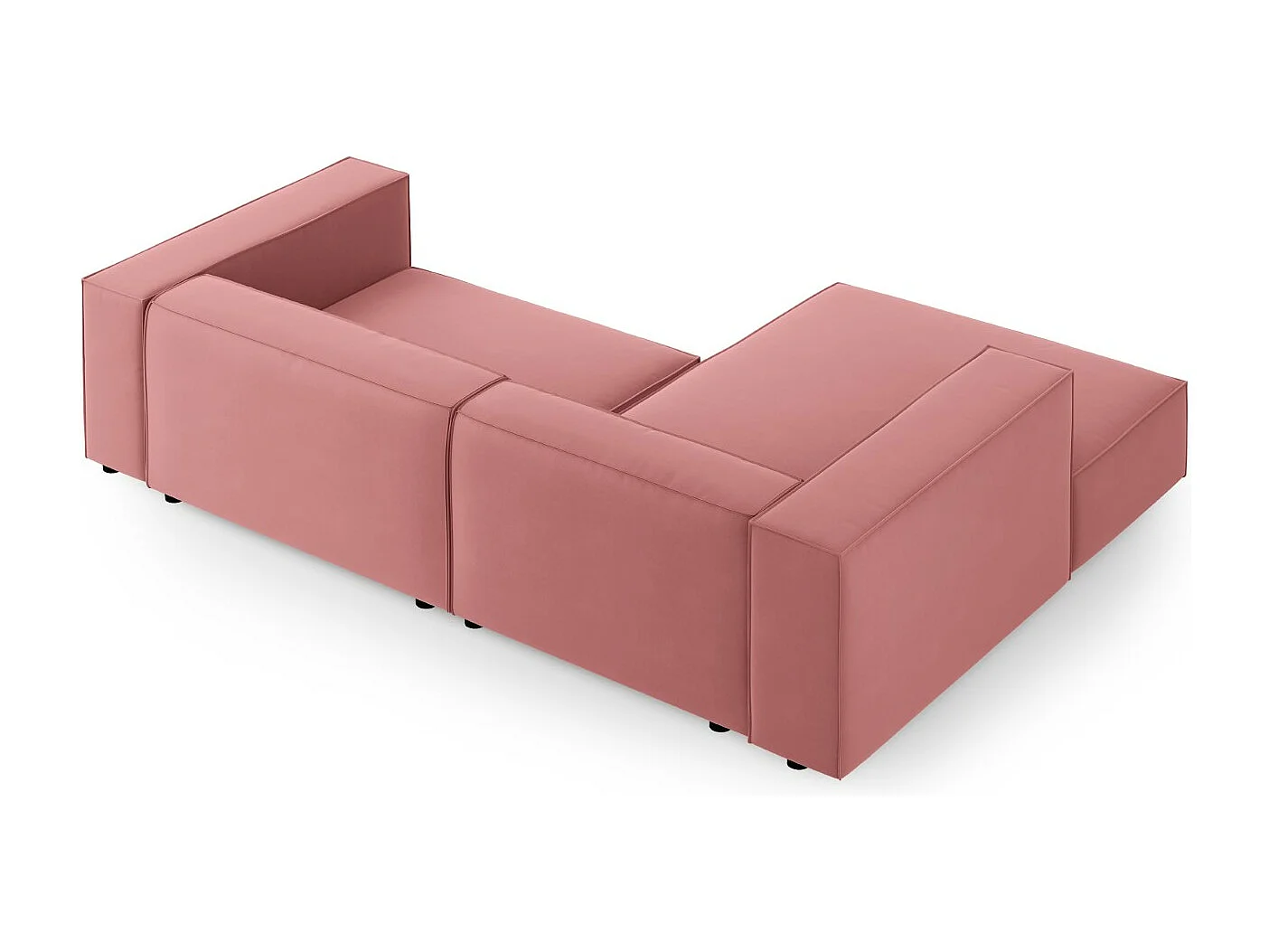 Cosmopolitan Design - Sofá esquinero izquierdo "Arendal" 3 plazas de terciopelo salmón - 224x166x70cm