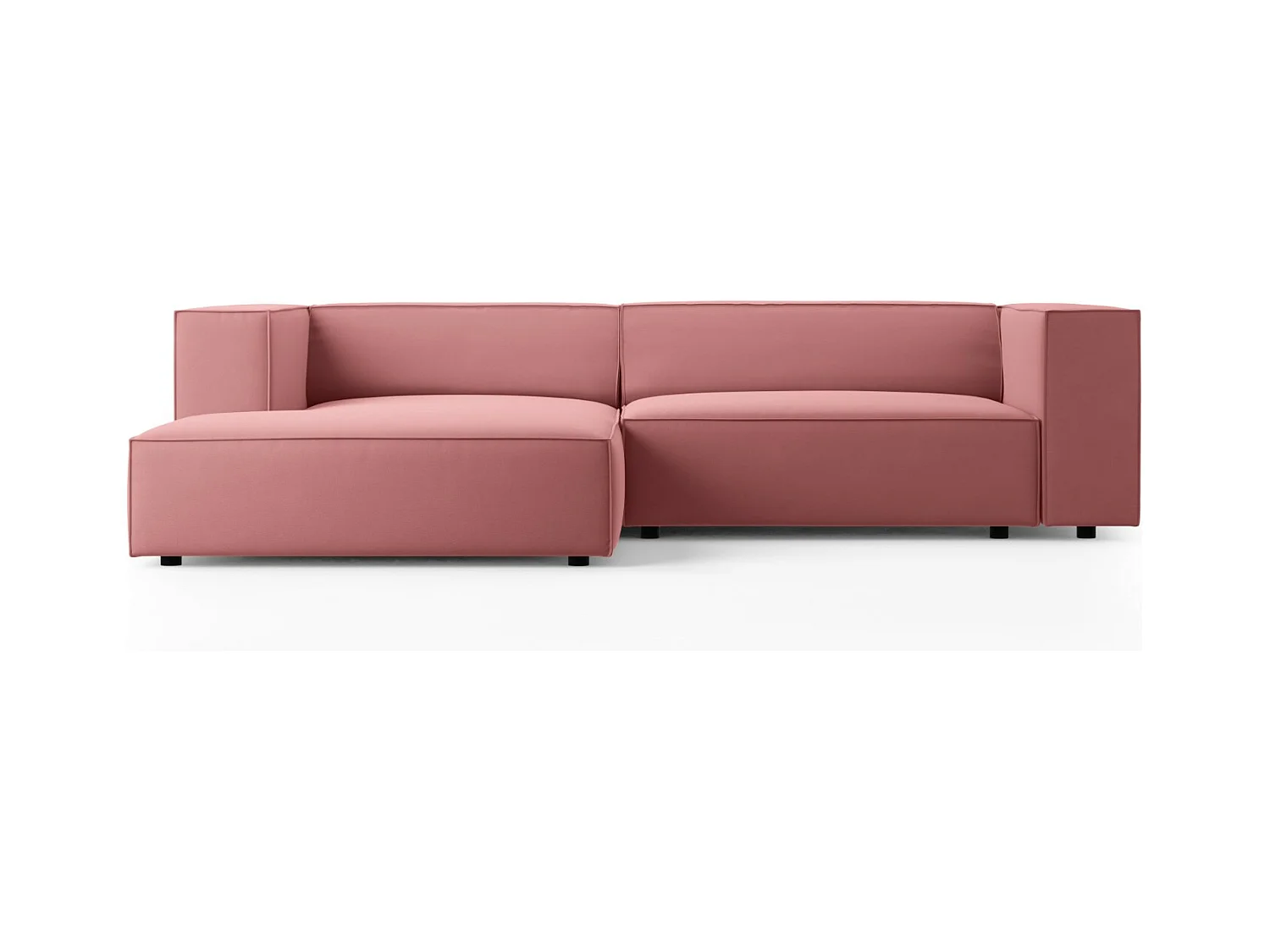 Cosmopolitan Design - Canapé d'angle gauche "Arendal" 3 places en velours saumon - 224x166x70cm