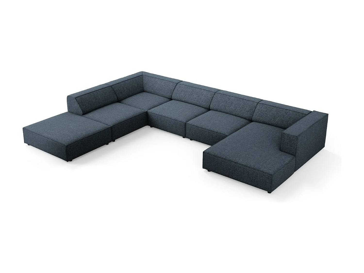 Cosmopolitan Design - Canapé d'angle gauche panoramique "Arendal" 7 places en chenille bleu roi - 364x262x70cm