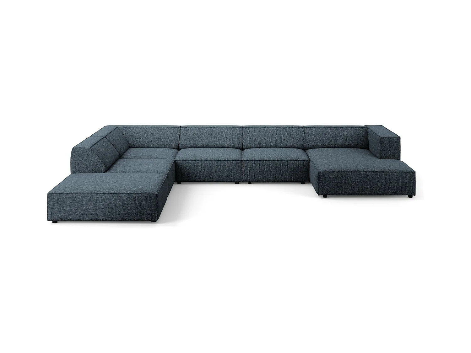 Cosmopolitan Design - Panoramische hoekbank links "Arendal" 7 zitplaatsen, Chenille, Koningsblauw - 364x262x70cm