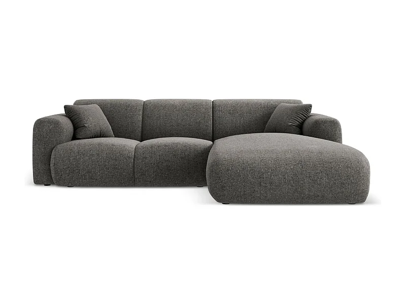 Cosmopolitan Design - Canapé d'angle droit "Nolio" 4 places en chenille gris - 260x170x72cm