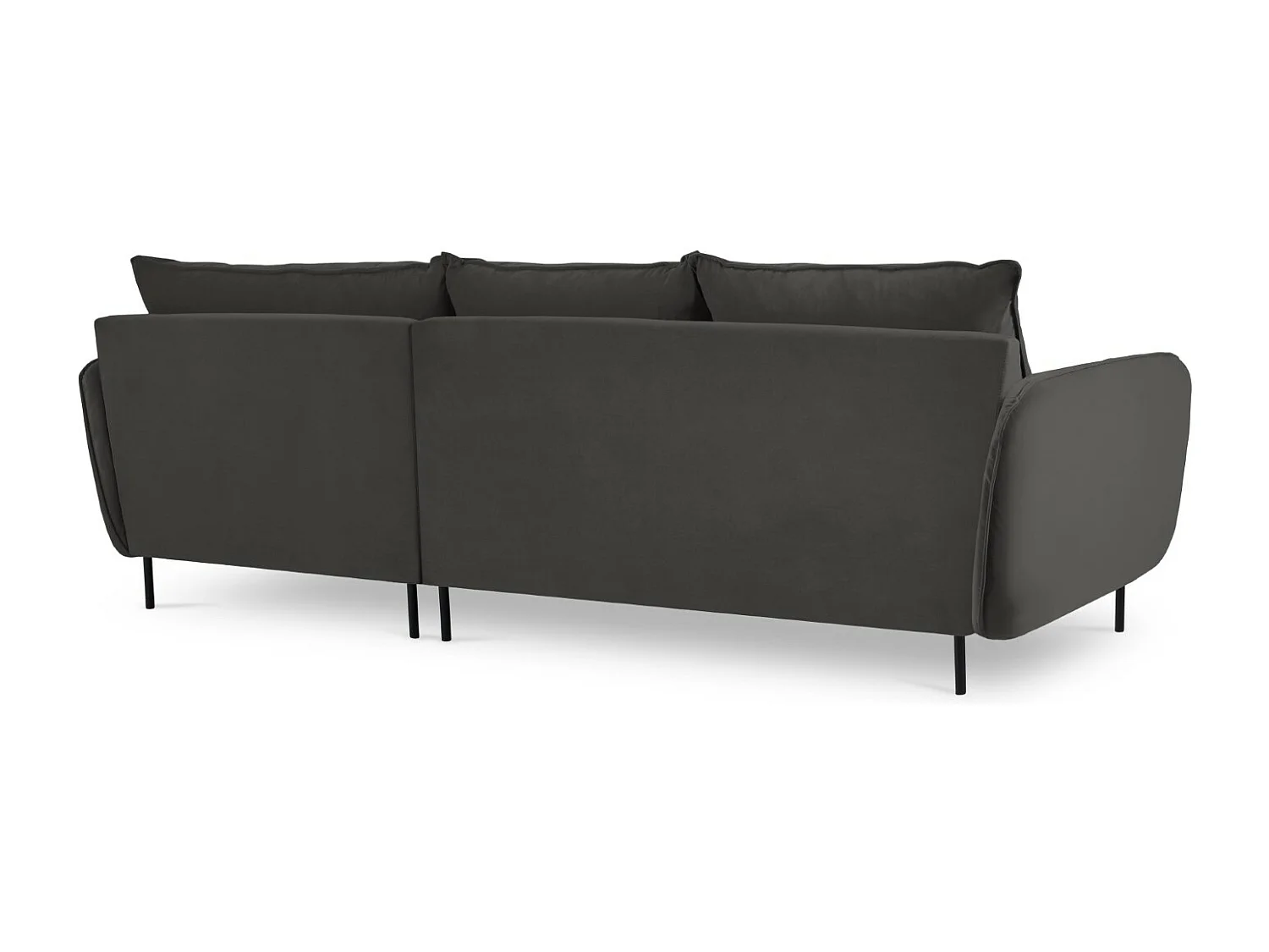 Cosmopolitan Design - Rechter hoekbank "Vienna" 5 zitplaatsen, Flueel, Donkergrijs - 255x170x95cm