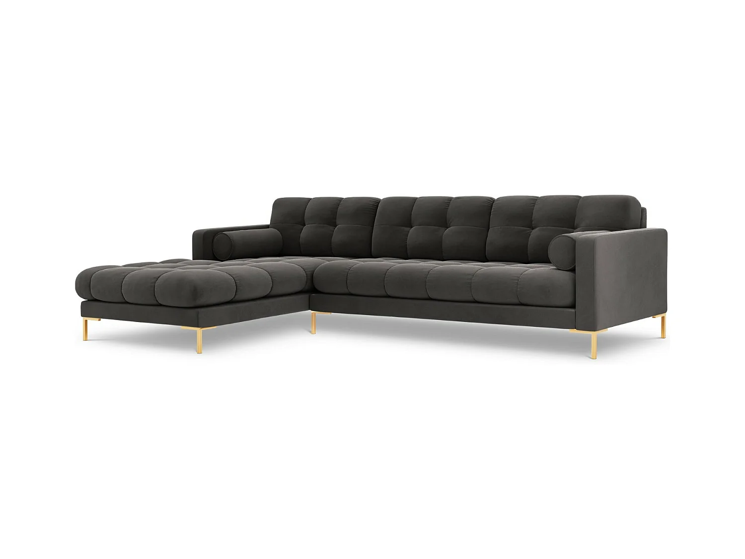 Cosmopolitan Design - Linker hoekbank "Bali" 5 zitplaatsen, Flueel, Donkergrijs - 293x185x75cm