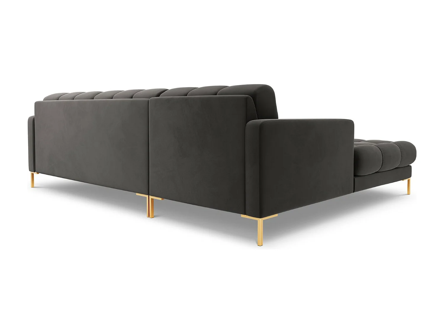 Cosmopolitan Design - Sofá de canto esquerdo "Bali" 5 lugares em veludo cinza escuro - 293x185x75cm