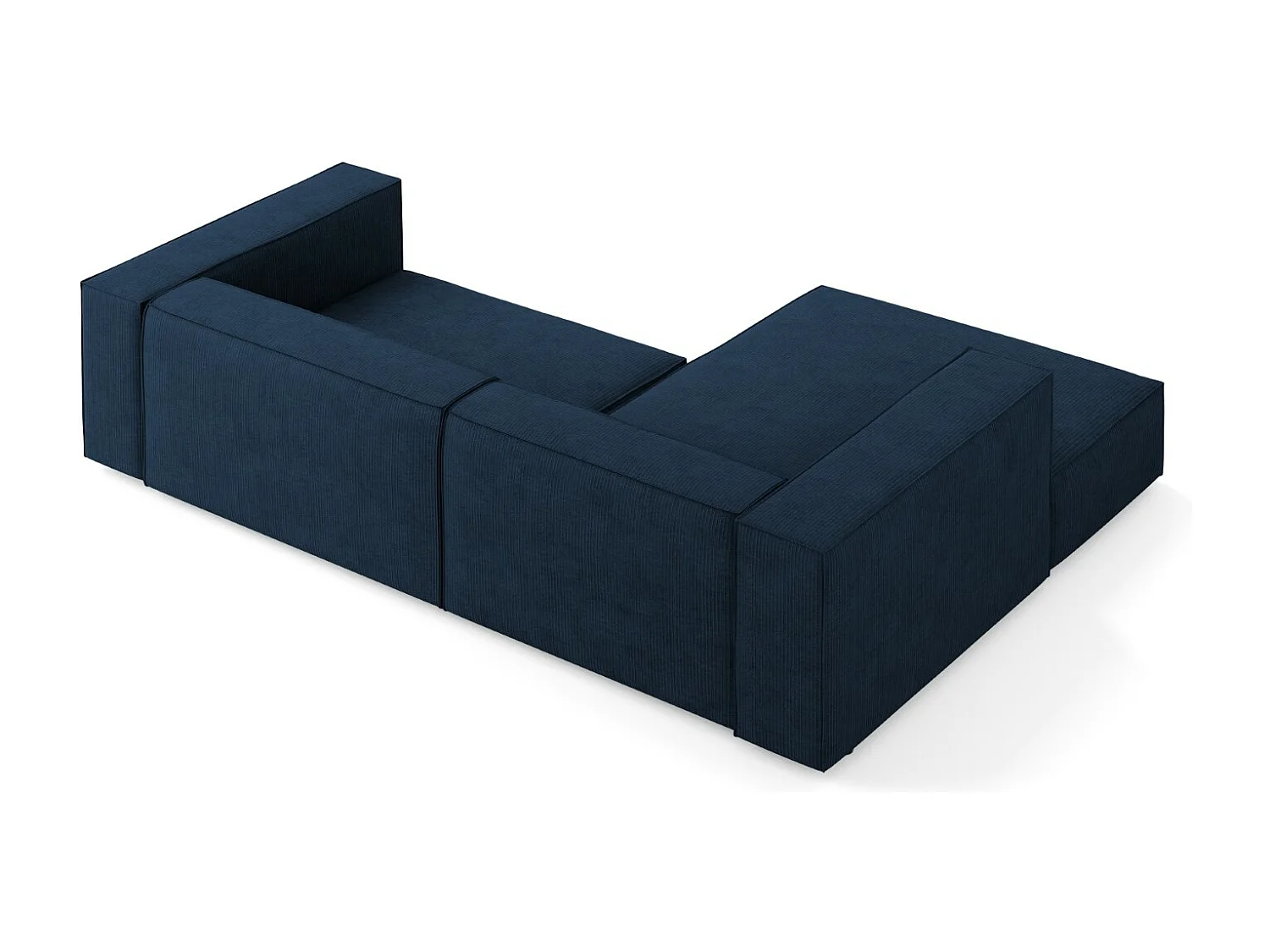 Cosmopolitan Design - Divano angolare sinistro "Arendal" 3 posti in ciniglia con effetto a coste blu reale - 224x166x70cm