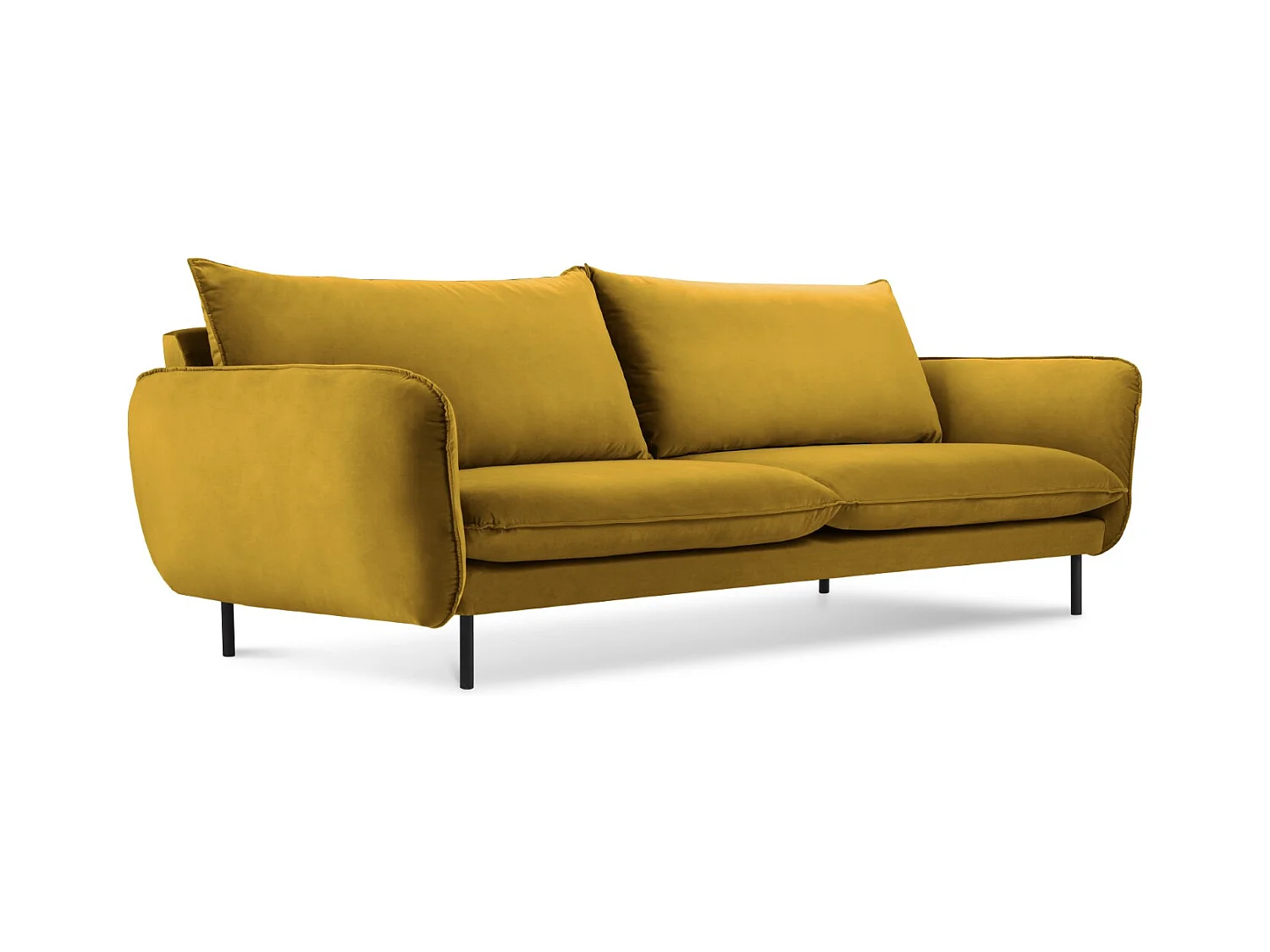 Cosmopolitan Design - Canapé "Vienna" 3 places en velours jaune - 200x92x95cm
