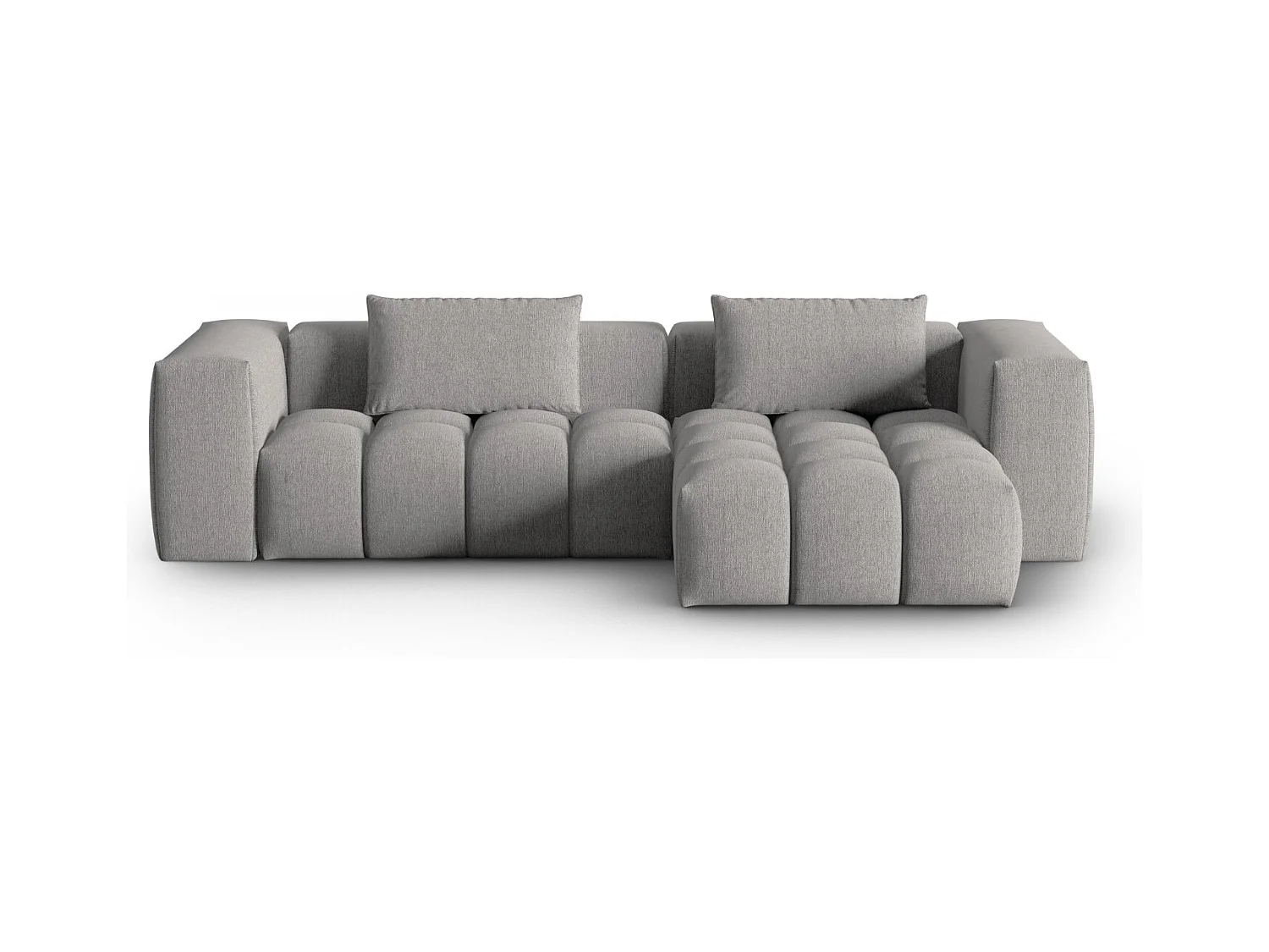 CXL by Christian Lacroix - Canapé d'angle droit modulable "Lorella" 3 places en tissu structurel beige foncé - 260x145x70cm