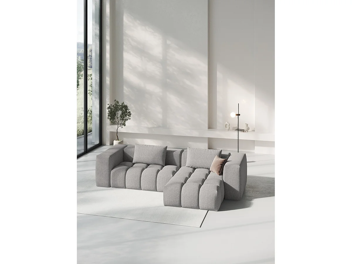 CXL by Christian Lacroix - Sofá modular de canto direito "Lorella" 3 lugares em tecido estrutural bege escuro - 260x145x70cm