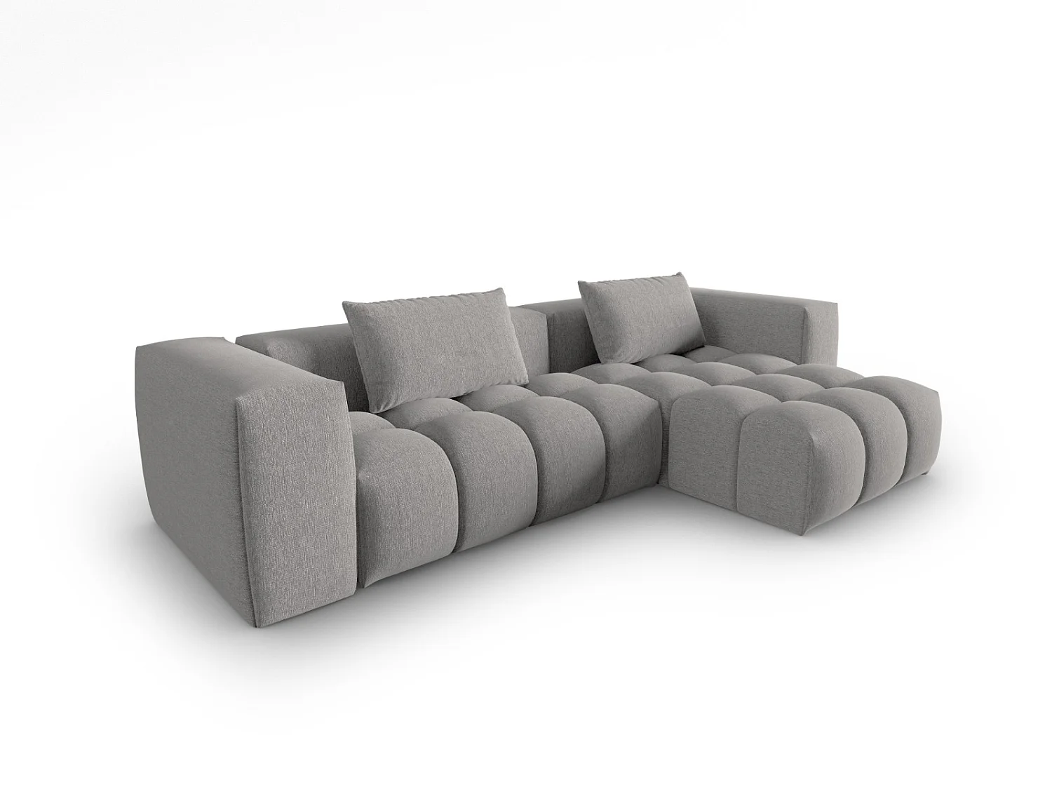 CXL by Christian Lacroix - Sofá modular de canto direito "Lorella" 3 lugares em tecido estrutural bege escuro - 260x145x70cm