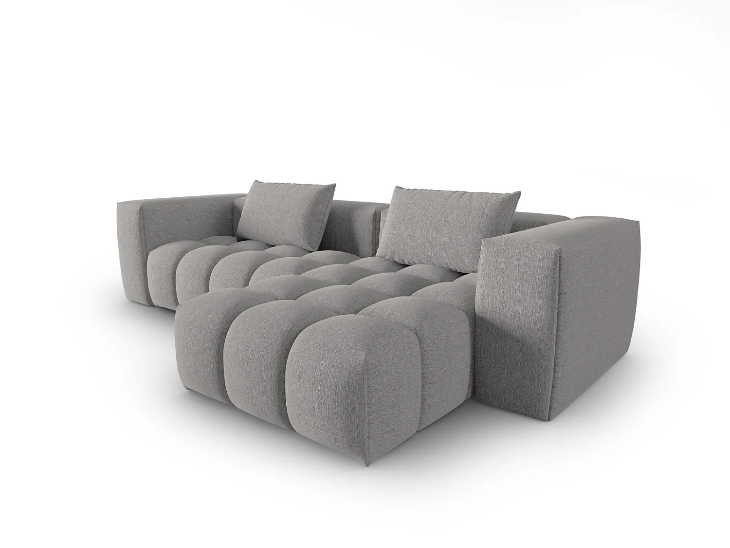 CXL by Christian Lacroix - Sofá modular de canto direito "Lorella" 3 lugares em tecido estrutural bege escuro - 260x145x70cm