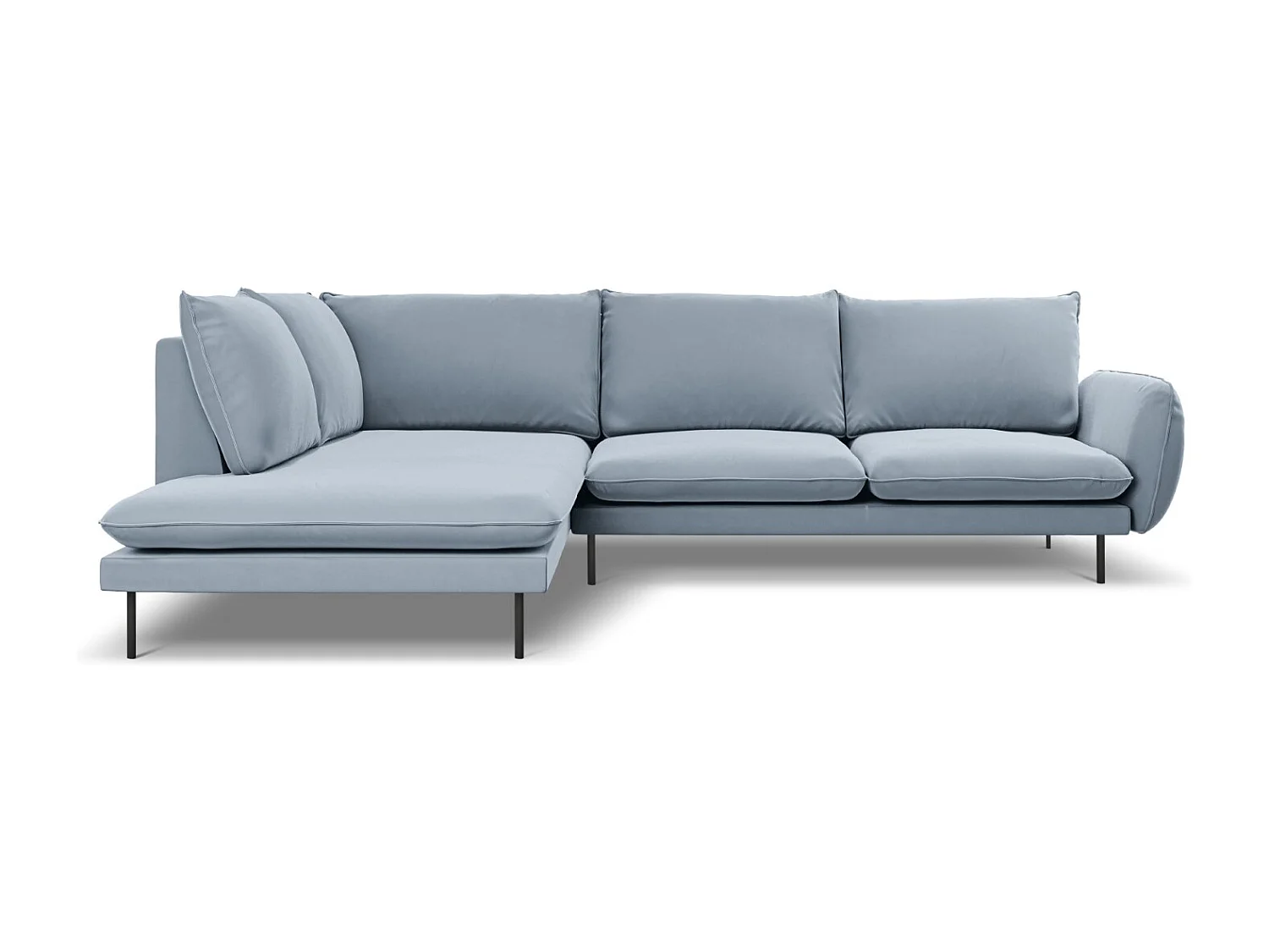 Cosmopolitan Design - Linker hoekbank "Vienna" 6 zitplaatsen, Flueel, Lichtblauw - 275x185x95cm