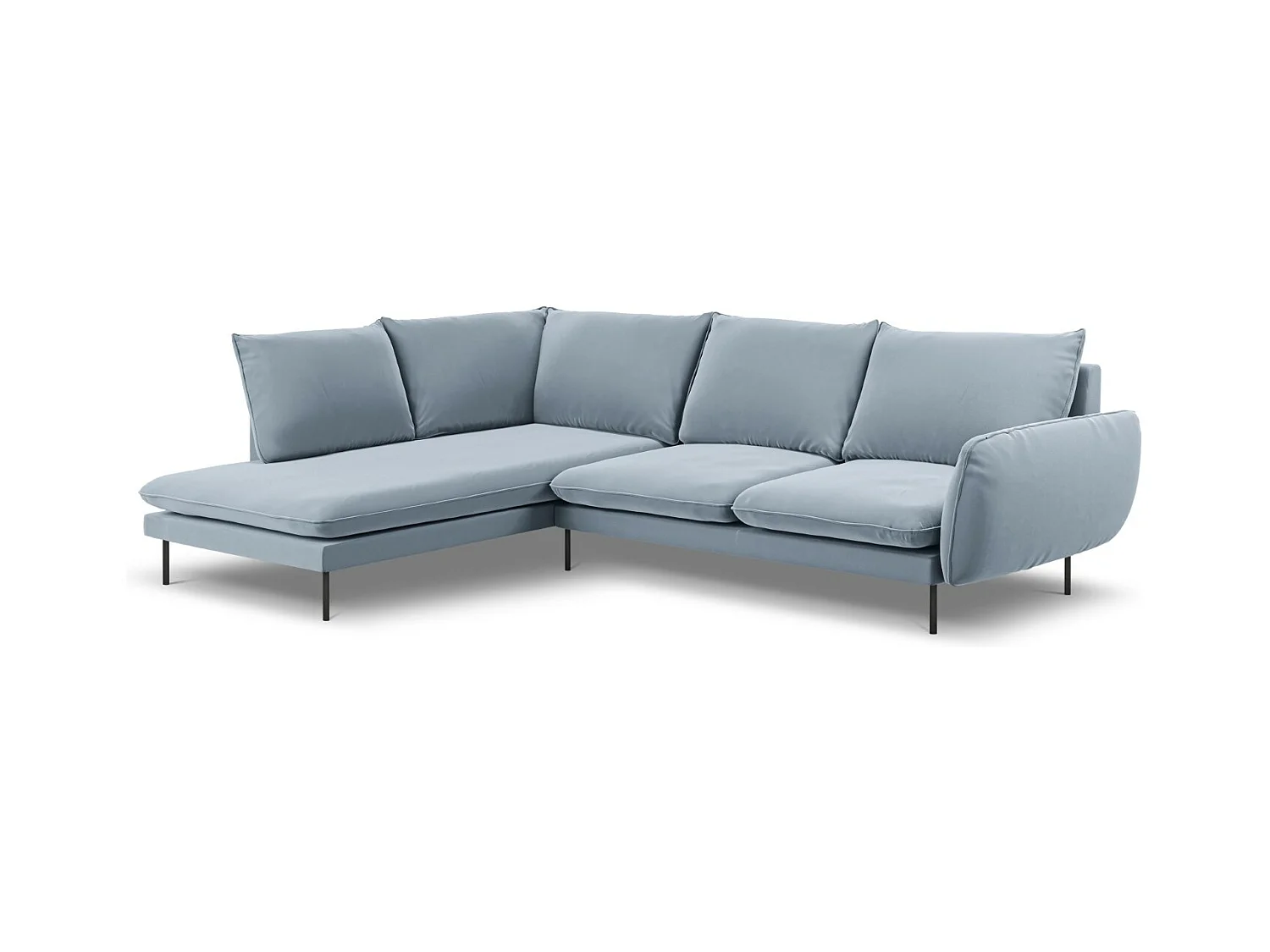 Cosmopolitan Design - Linker hoekbank "Vienna" 6 zitplaatsen, Flueel, Lichtblauw - 275x185x95cm