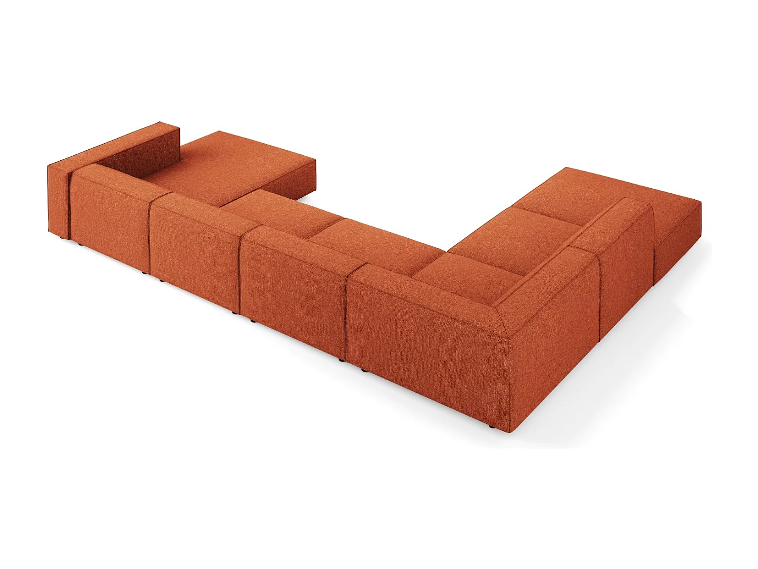Cosmopolitan Design - Panoramische hoekbank links "Arendal" 7 zitplaatsen, Chenille, Terracotta - 364x262x70cm