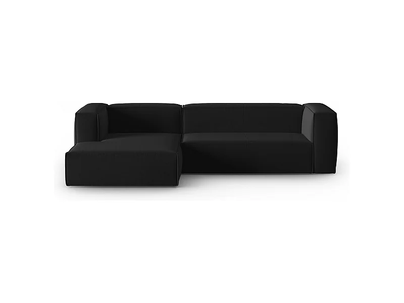Cosmopolitan Design - 4-Sitzer Ecksofa links "Mackay" aus Samt schwarz - 282x166x73cm
