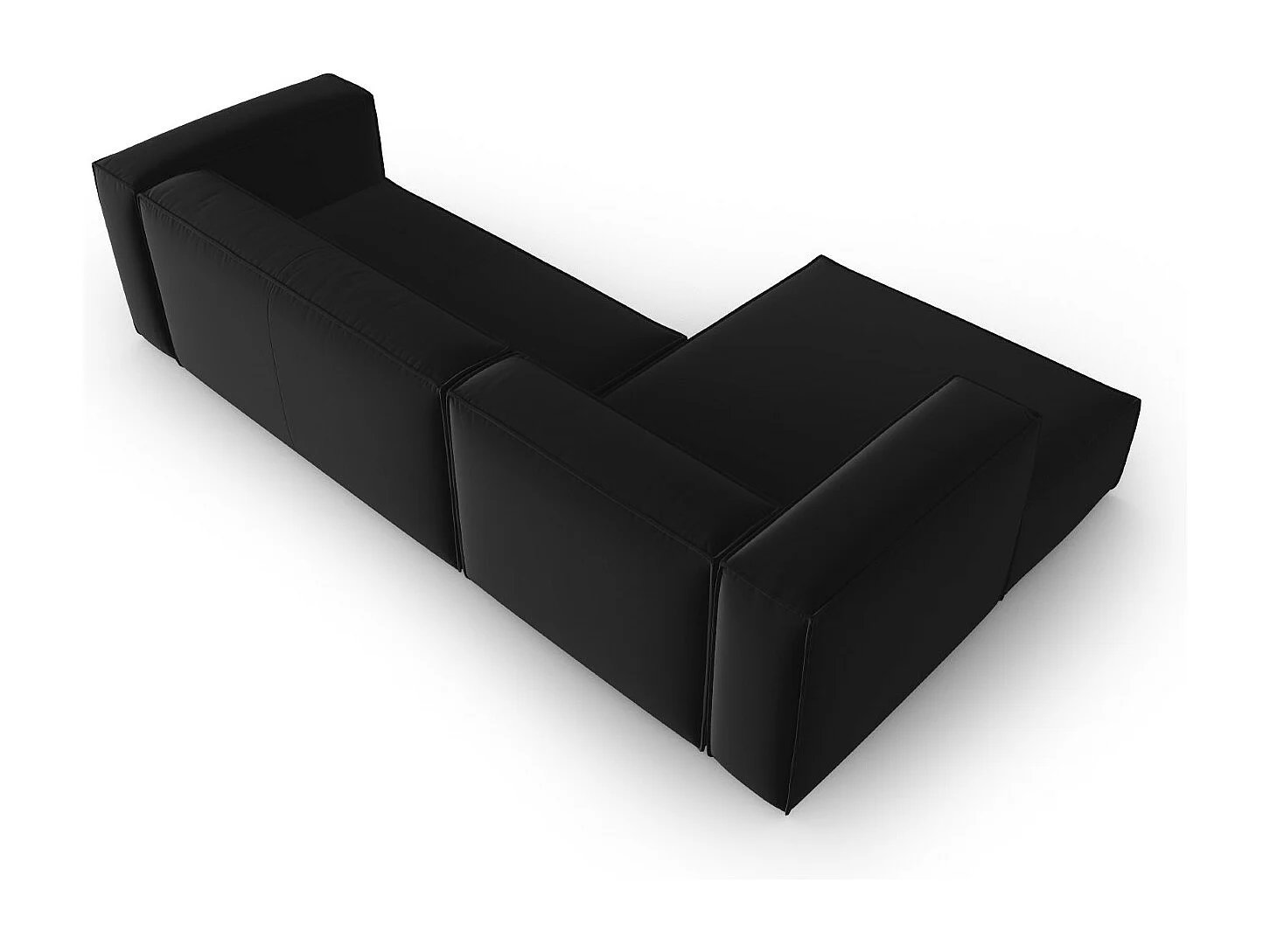 Cosmopolitan Design - Sofá esquinero izquierdo "Mackay" 4 plazas de terciopelo negro - 282x166x73cm