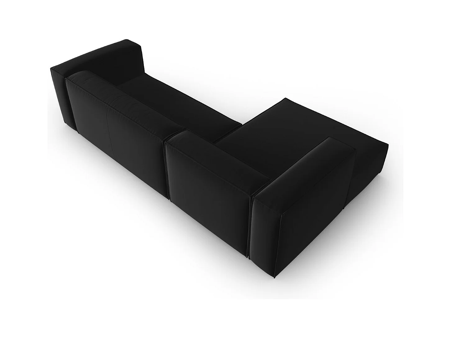 Cosmopolitan Design - Canapé d'angle gauche "Mackay" 4 places en velours noir - 282x166x73cm