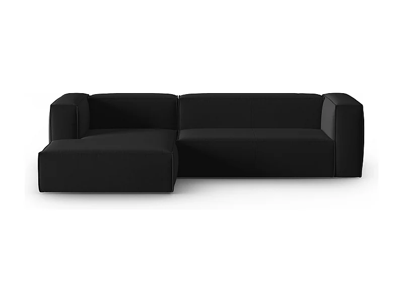 Cosmopolitan Design - Canapé d'angle gauche "Mackay" 4 places en velours noir - 282x166x73cm