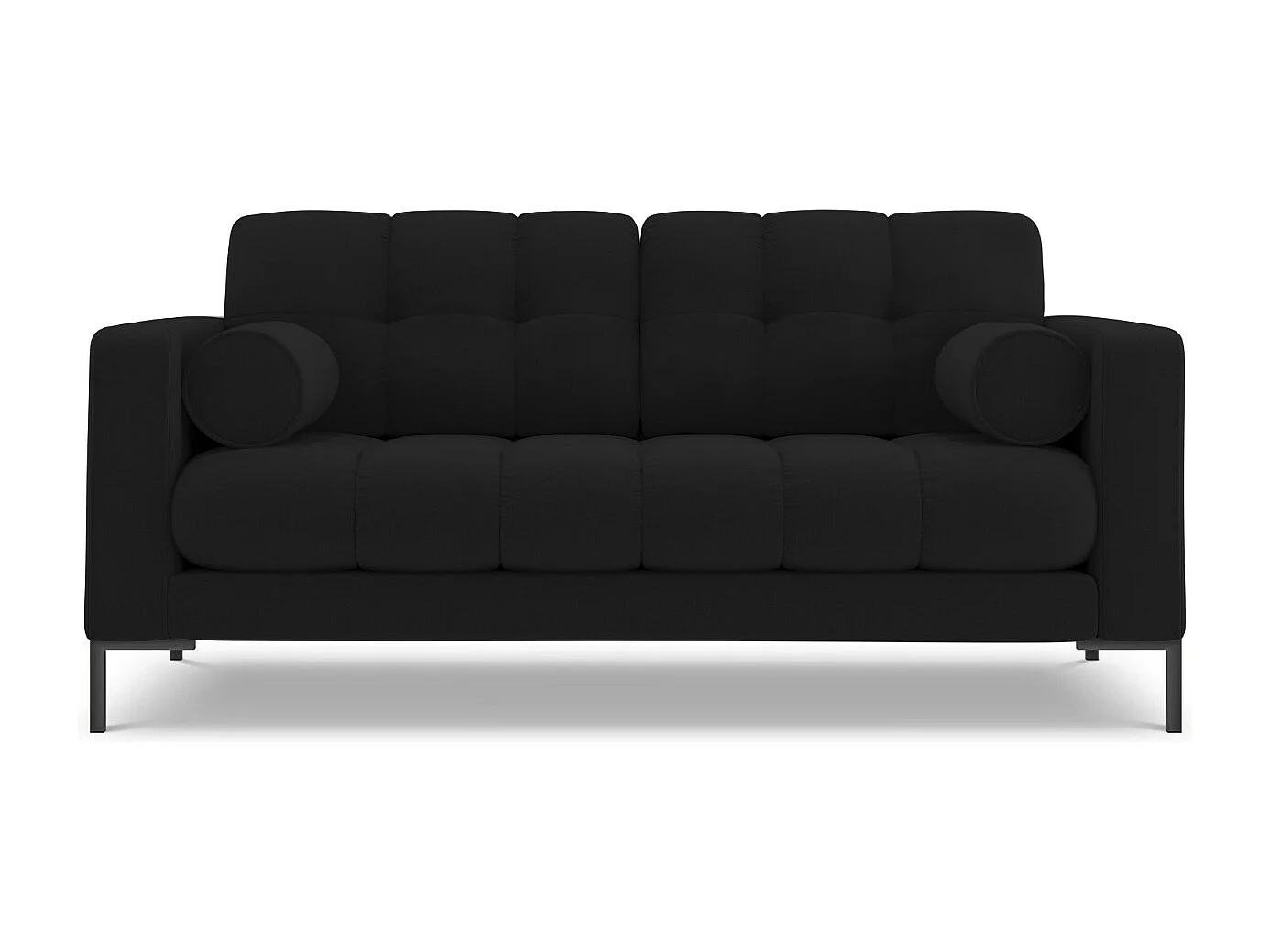 Cosmopolitan Design - 2-Sitzer Sofa "Bali" aus strukturiertem Stoff schwarz - 152x92x75cm