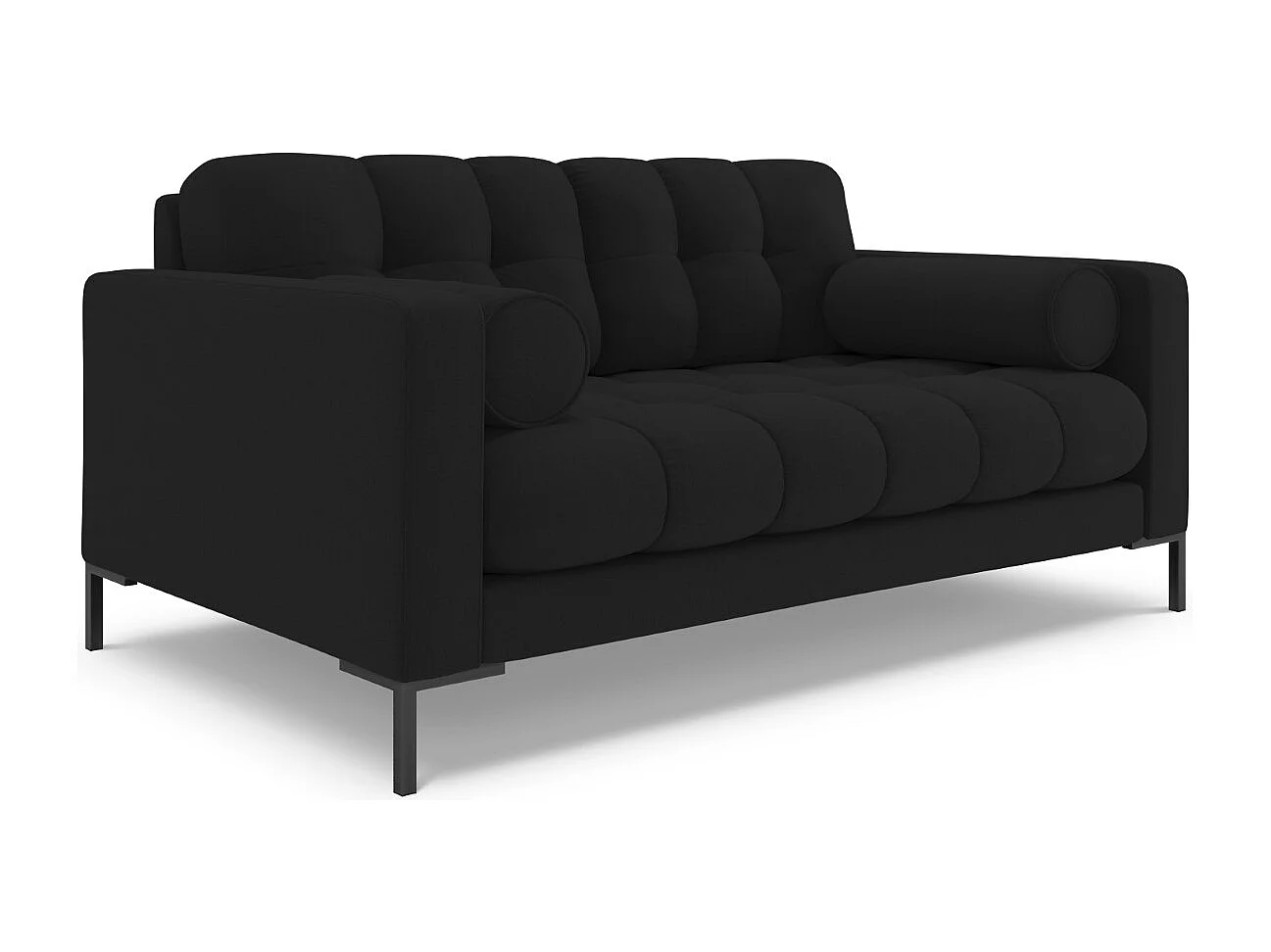 Cosmopolitan Design - 2-Sitzer Sofa "Bali" aus strukturiertem Stoff schwarz - 152x92x75cm