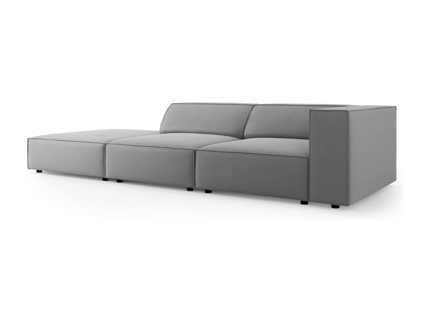 Cosmopolitan Design - Linker bank "Arendal" 4 zitplaatsen, Flueel, Lichtgrijs - 262x102x70cm