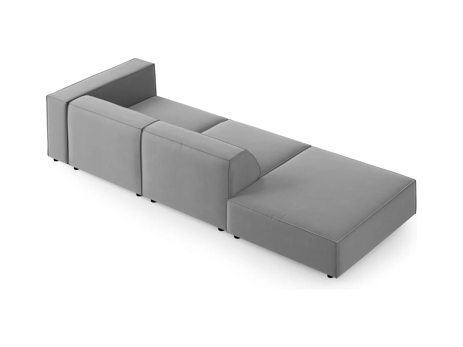 Cosmopolitan Design - Linker bank "Arendal" 4 zitplaatsen, Flueel, Lichtgrijs - 262x102x70cm