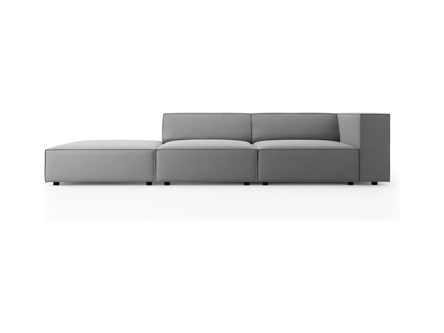 Cosmopolitan Design - Canapé gauche "Arendal" 4 places en velours gris clair - 262x102x70cm