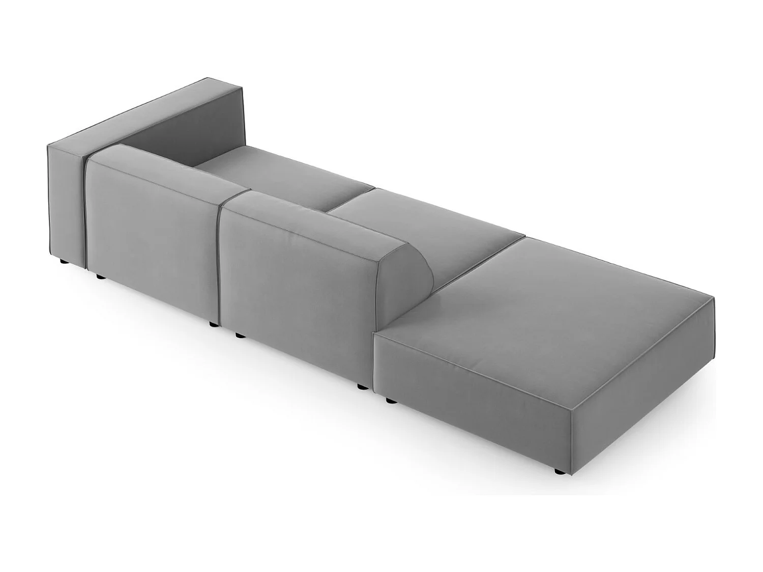 Cosmopolitan Design - Sofá esquerdo "Arendal" 4 lugares em veludo cinza claro - 262x102x70cm