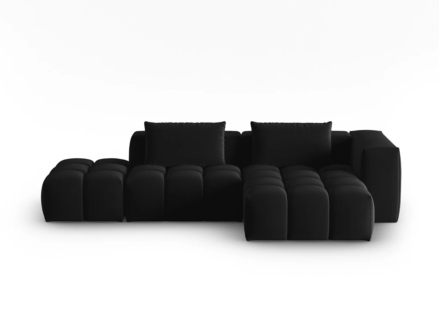 CXL by Christian Lacroix - Sofá esquinero modular derecho "Lorella" 4 plazas de terciopelo negro - 265x145x70cm