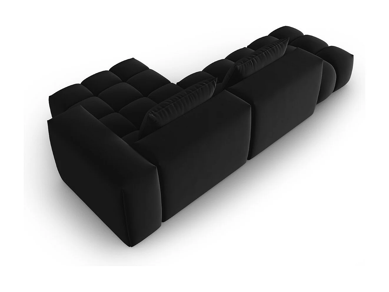 CXL by Christian Lacroix - Sofá esquinero modular derecho "Lorella" 4 plazas de terciopelo negro - 265x145x70cm