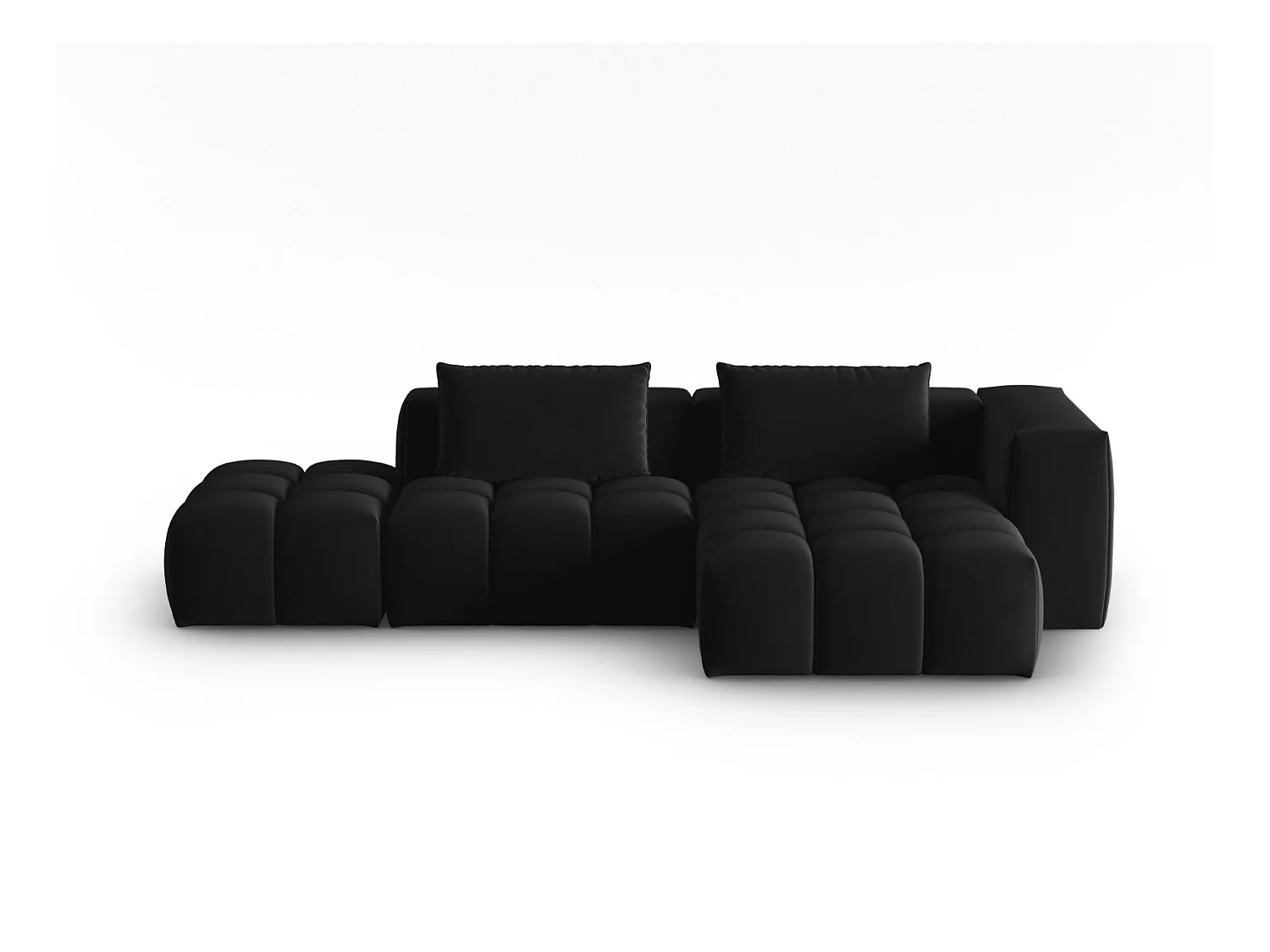 CXL by Christian Lacroix - Modulaire hoekbank rechts "Lorella" 4 zitplaatsen, Flueel, Zwart - 265x145x70cm