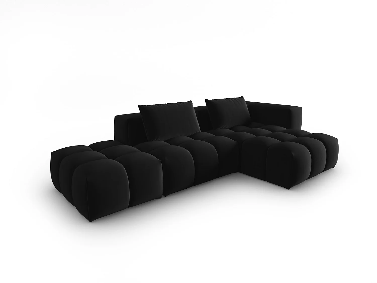 CXL by Christian Lacroix - Canapé d'angle droit modulable "Lorella" 4 places en velours noir - 265x145x70cm