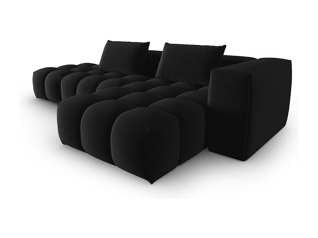 CXL by Christian Lacroix - Canapé d'angle droit modulable "Lorella" 4 places en velours noir - 265x145x70cm